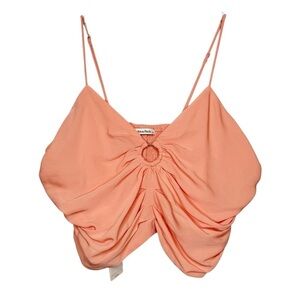 NEW Abercrombie Ruched Coral Pink O Ring Women’s Crop Cami Tank Top Sz L